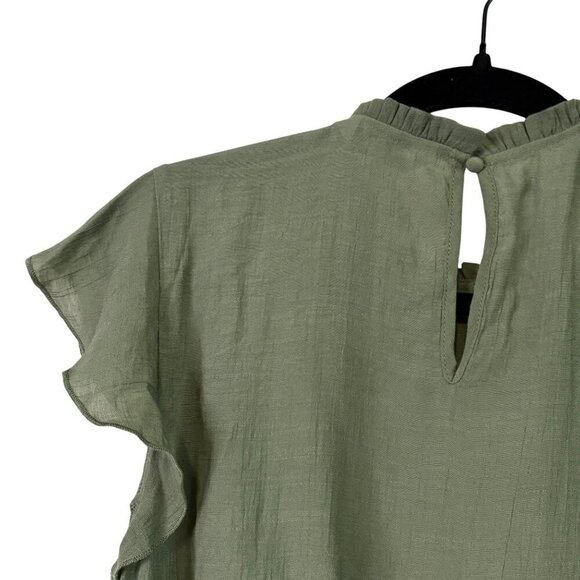 Nanette Lepore Flutter Sleeve Feminine Mock Frilly Neckline Blouse Size S - Picture 10 of 10